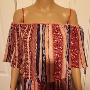 Over the shoulder long back short set